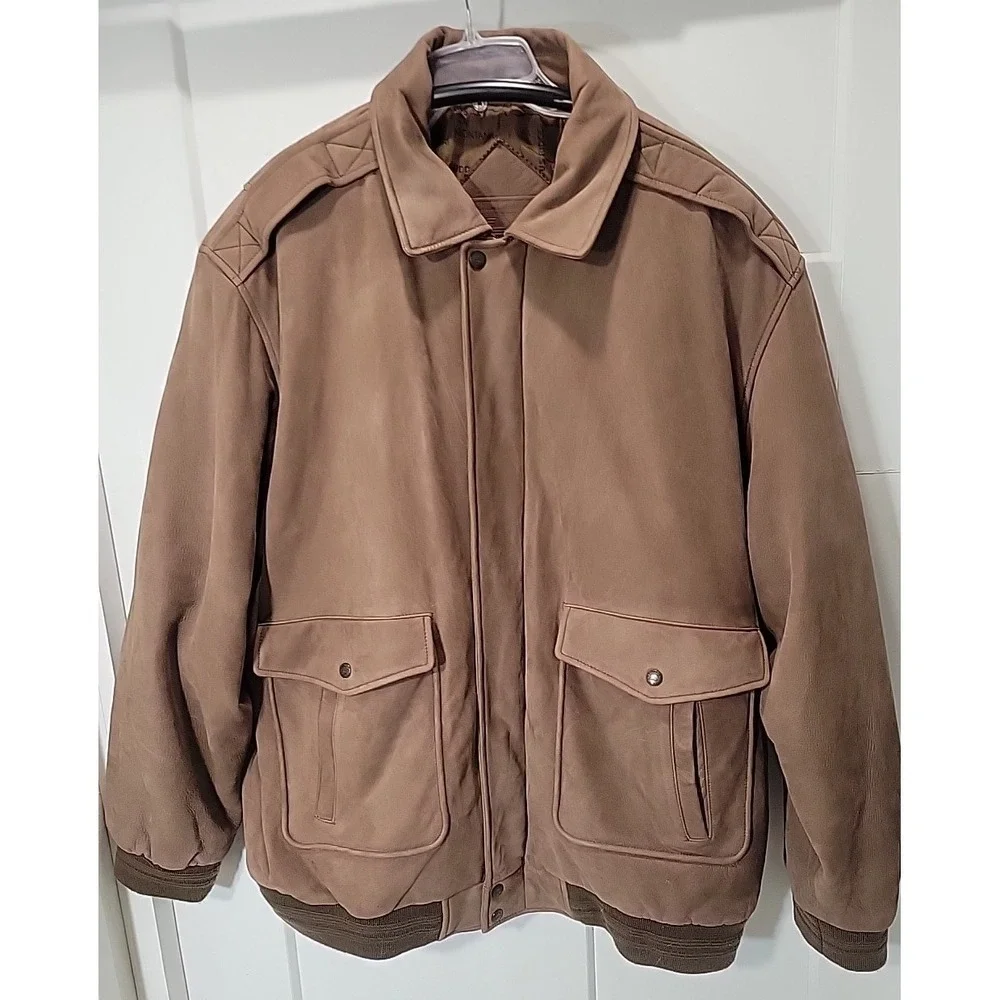 Roundtree &‎ Yorke men's leather bomber jacket brown size XL